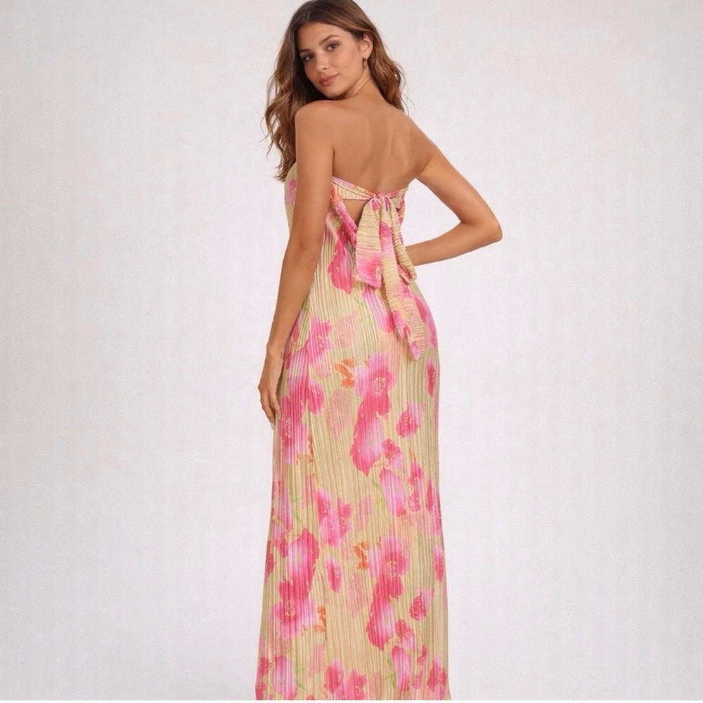 Micas Floral Print Strapless Dress